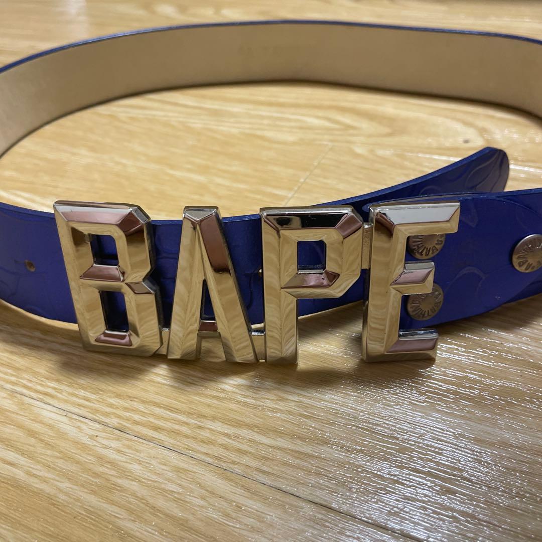 A BATHING APE ブルー レザーベルト M