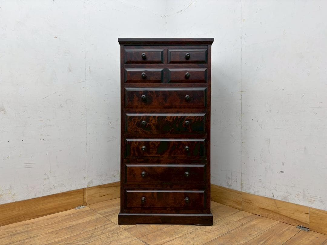 T8002☆美品☆北海道民芸家具☆7段チェスト☆整理箪笥☆ハイチェスト☆樺材無垢
