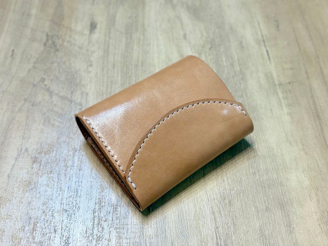 ハンドメイド 二つ折り財布 栃木レザー サドルレザー ナチュラル