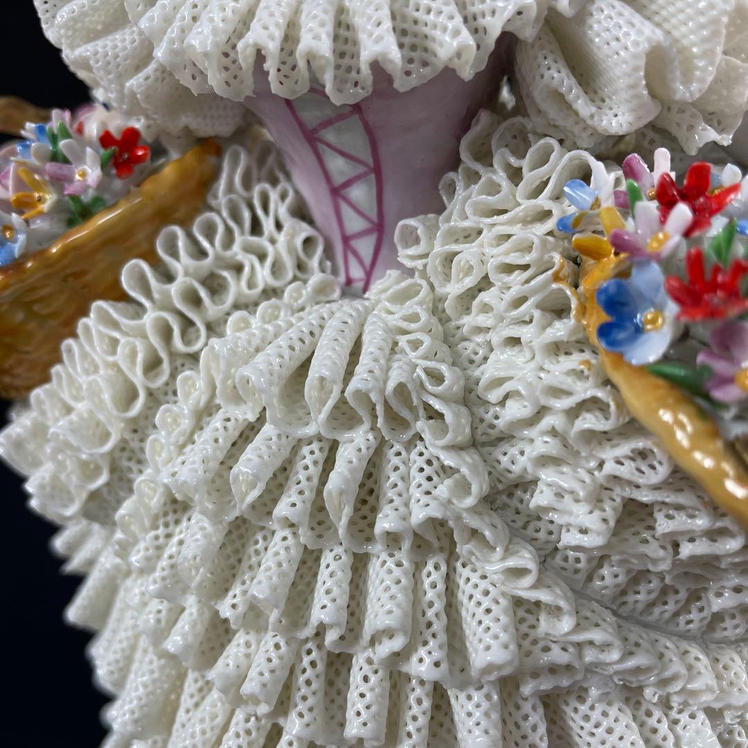 sitzendorfer/ジッツェンドルファ、フィギュリン、大きな花かご、陶磁器