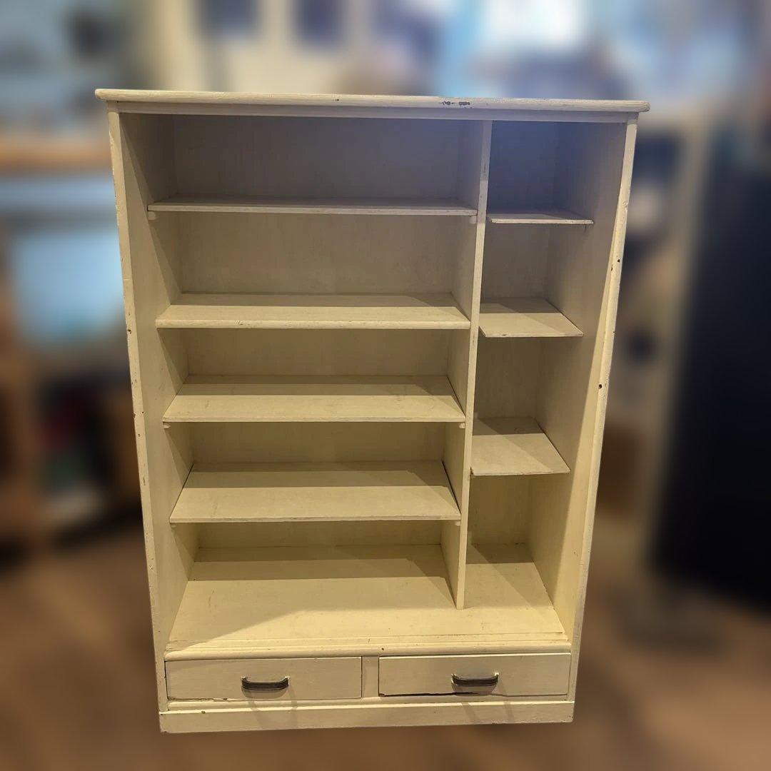 木製棚　古家具　古物　リメイク済み　店舗什器　クリーム色