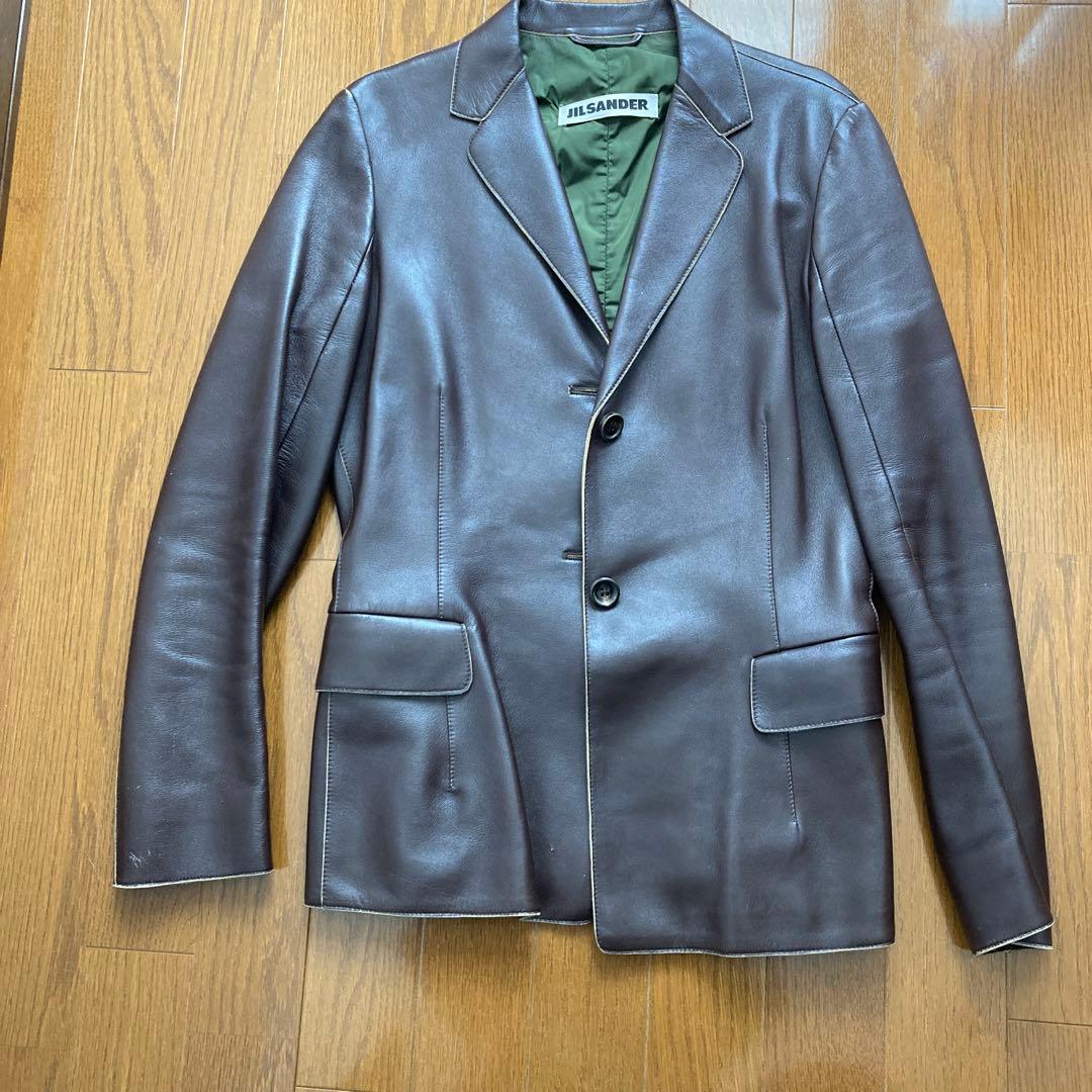 お安くしました！JIL SANDER ダークブラウン レザージャケット 34