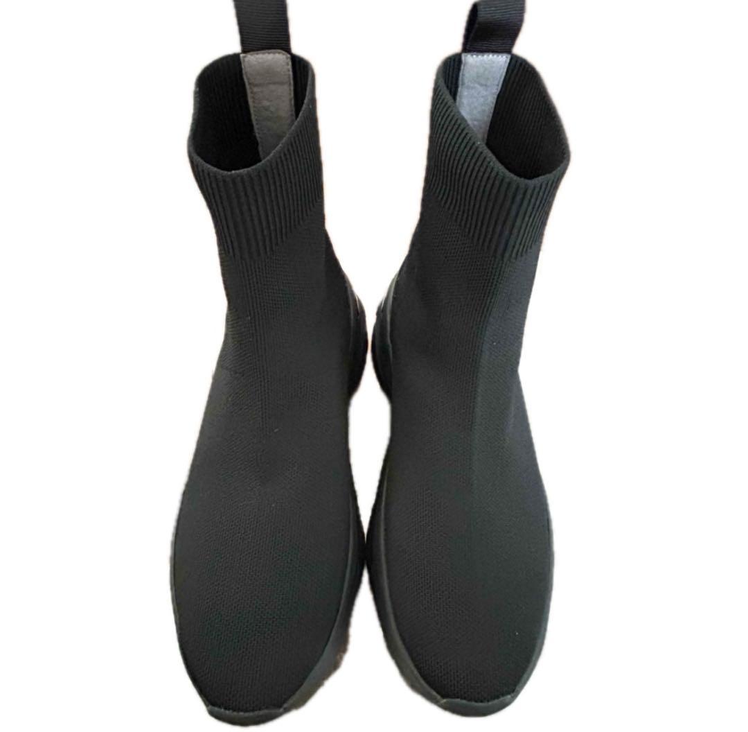 プラスダイアナ +diana ニットブーツ ソックスブーツ 黒