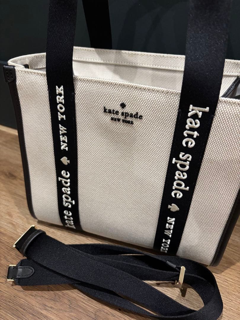 ケイトスペード kate spade キャンバス スモールトート ベージュ