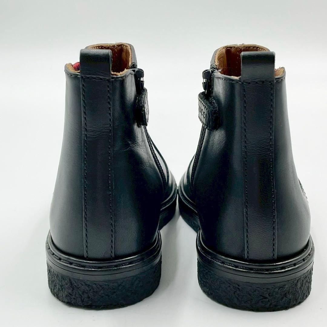 極美品　グッチ　サイドゴアブーツ　シェリーライン　レザー　ブラック　キッズ 23