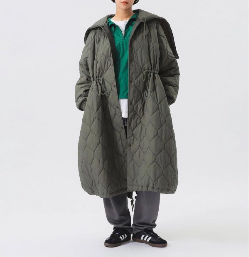 beamsboy ビームスボーイ ナイロンキルティング フードコート カーキ