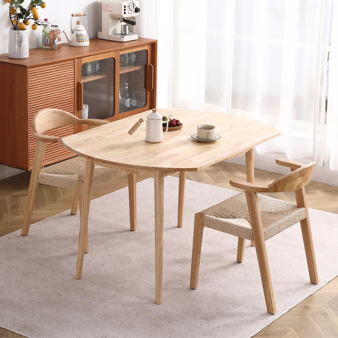 【3点セット】伸長式ダイニングテーブル1点×チェア2脚　多機能　NATURAL