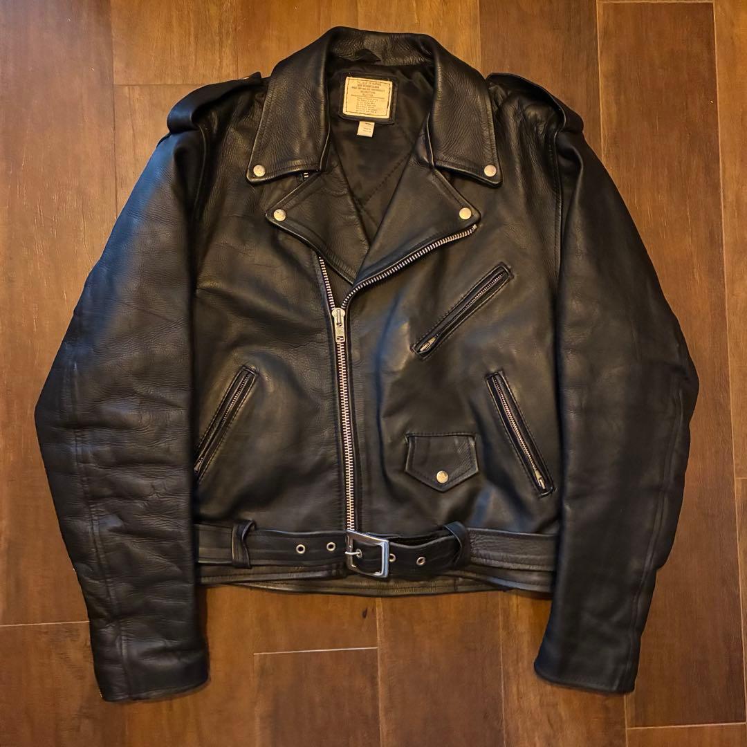 90s vintage レザーダブルライダースジャケット 古着
