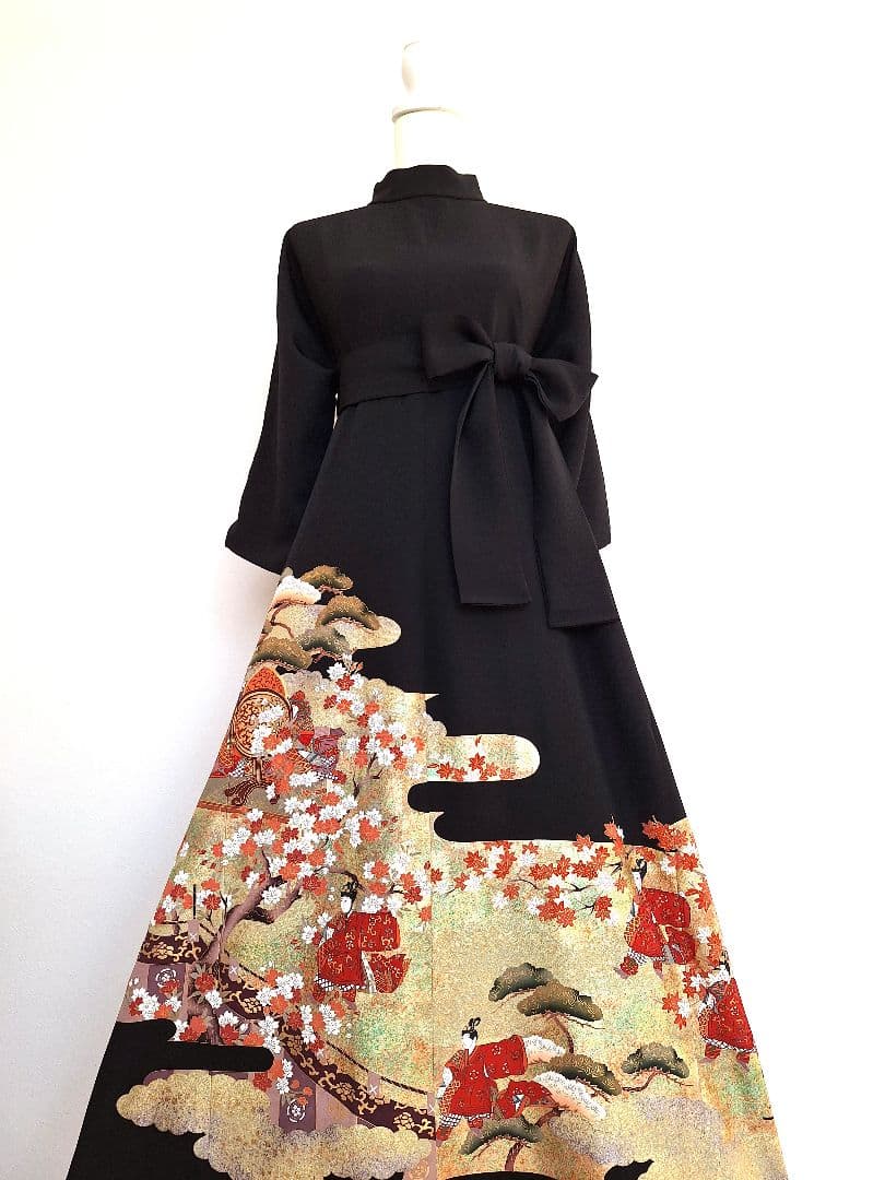 着物リメイクワンピース3641