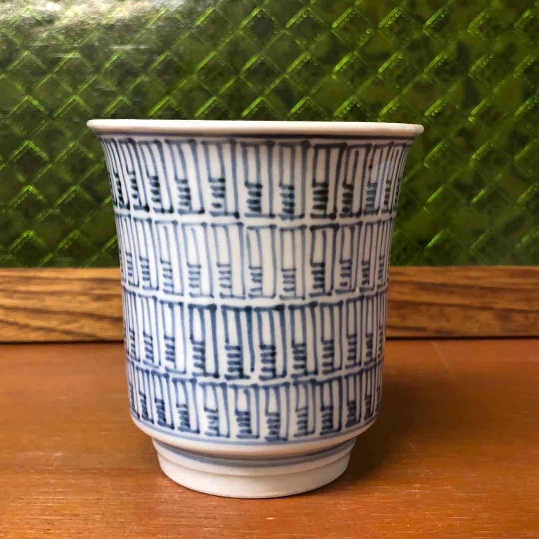 古伊万里　全面暦紋　江戸後期　染付　骨董品　大猪口　猪口　鉢　覗き