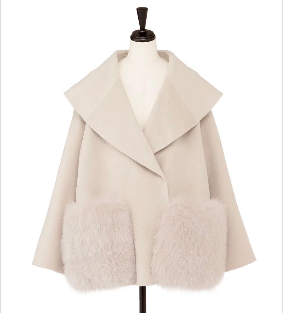 石井毛皮 u-big ウールダブルフェイスショールカラーFOXポケットコート