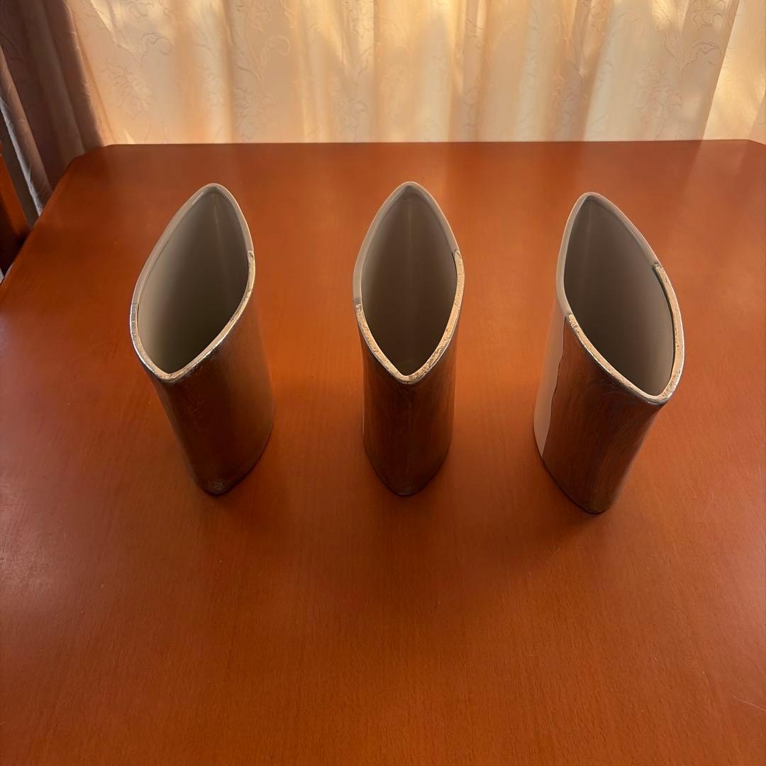 ホワイトシルバー花瓶3個セット