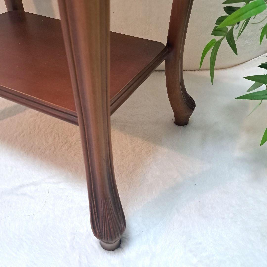 イタリア製 大理石天板 花台 マホガニーフレーム ITALY ロココ調