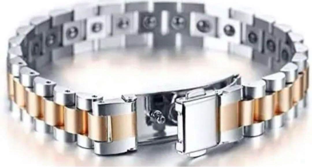 e135 磁気ブレスレット メンズ シルバー チタン シルバー