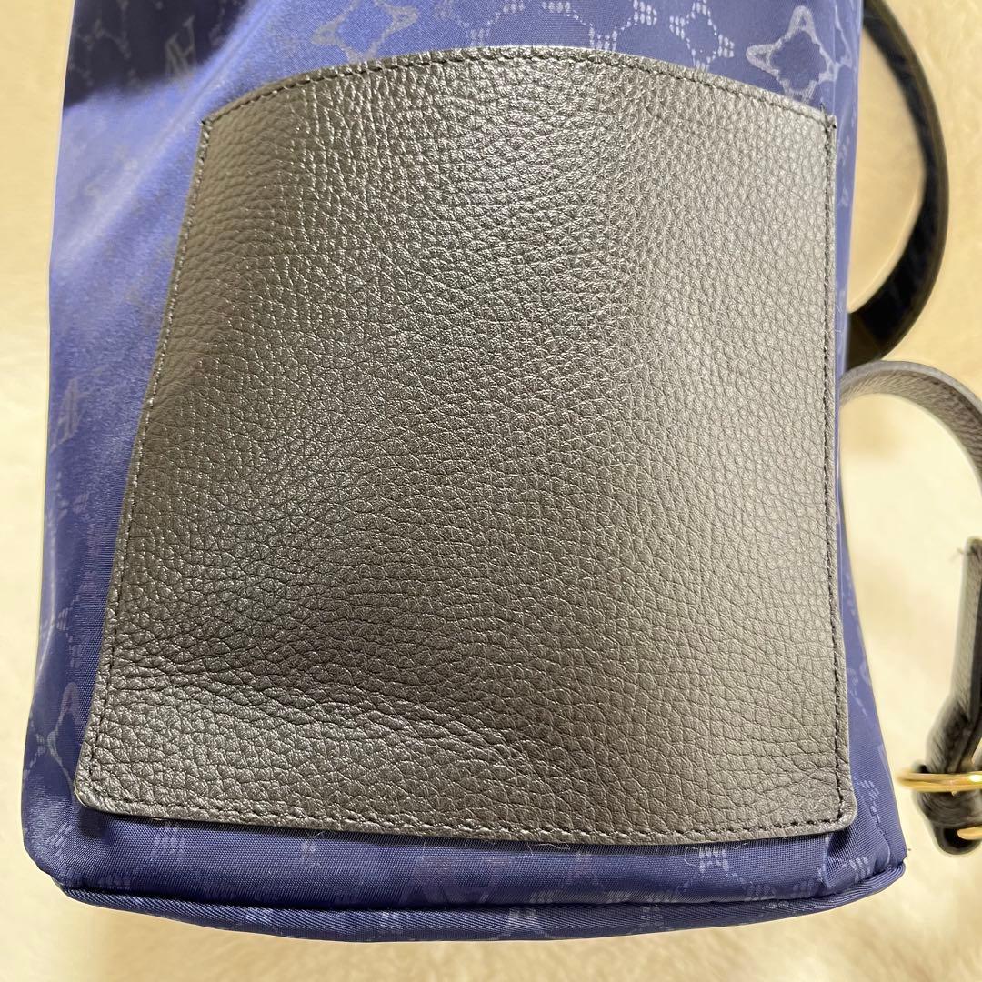 【美品】ATAOリュック バックパック マッシュルーム モノグラム 総柄 青黒