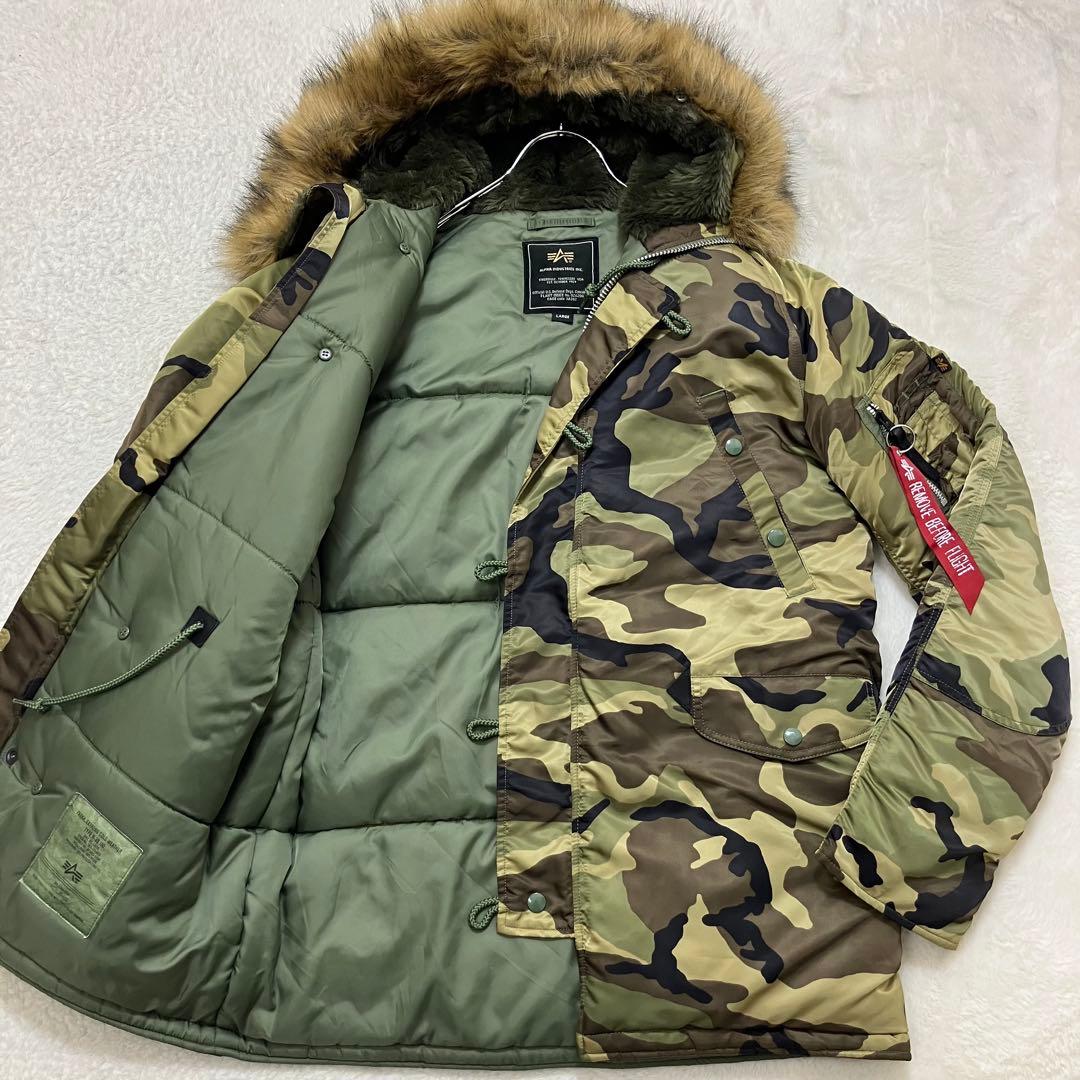 未使用級✨L アルファインダストリーズ N-3B カモフラ フライトジャケット