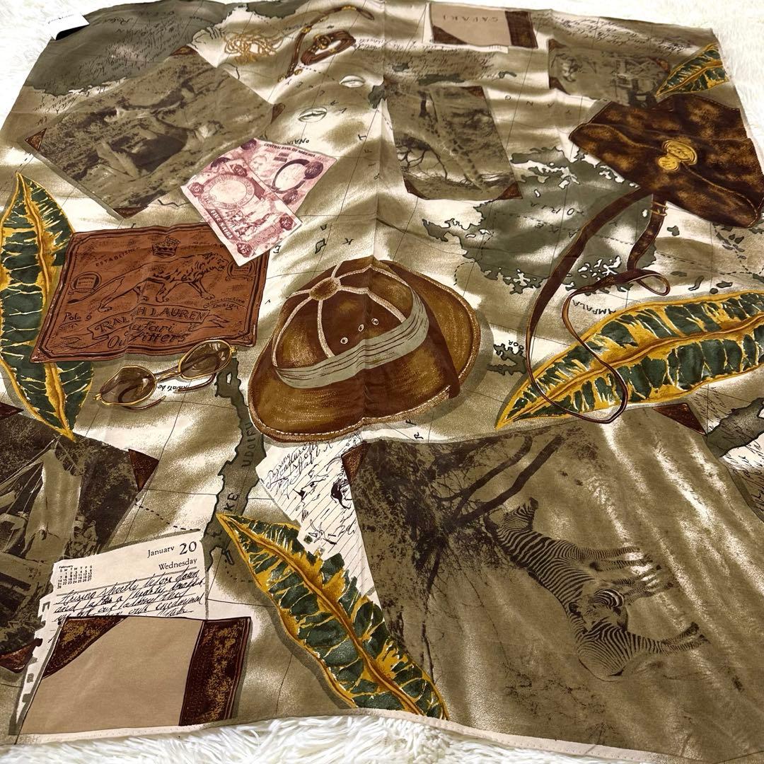 新年スペシャル出品90s未使用タグ付ラルフローレン シルクスカーフ　良柄