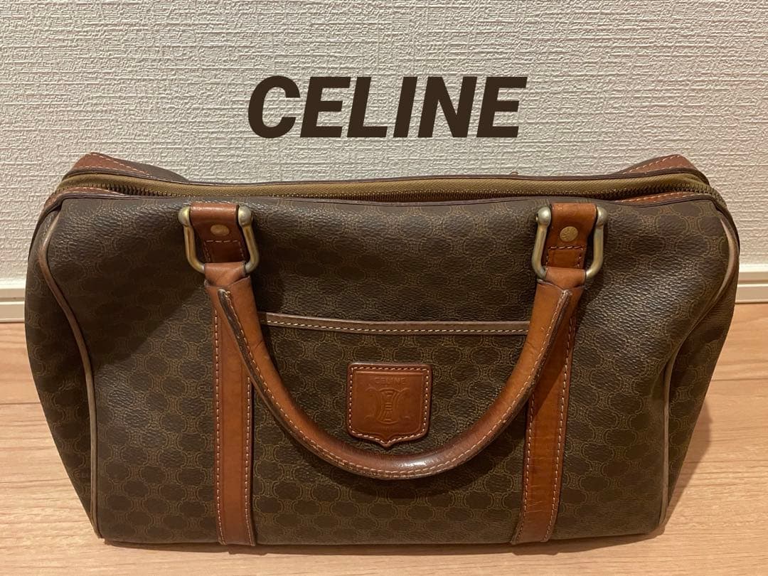 CELINE セリーヌ ブラウン ハニカムパターン ボストンバッグ