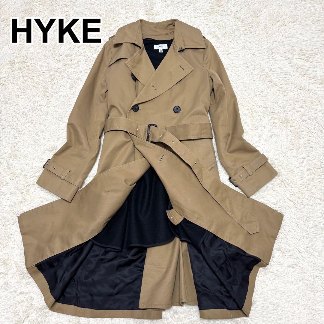 HYKE ハイク トレンチコート ベルト ボタン完備 ライナー付き ベージュ