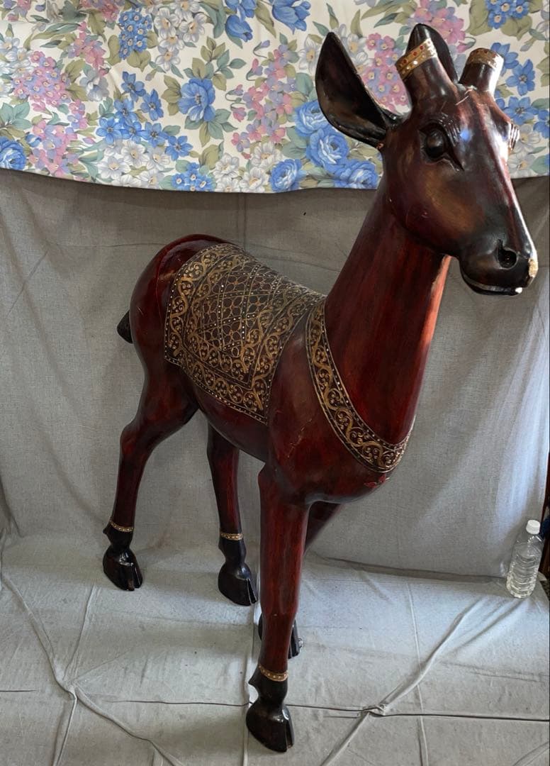 FRGMNT、特大　木製　トナカイ　鹿 シカ　置物　オブジェ　金装飾？