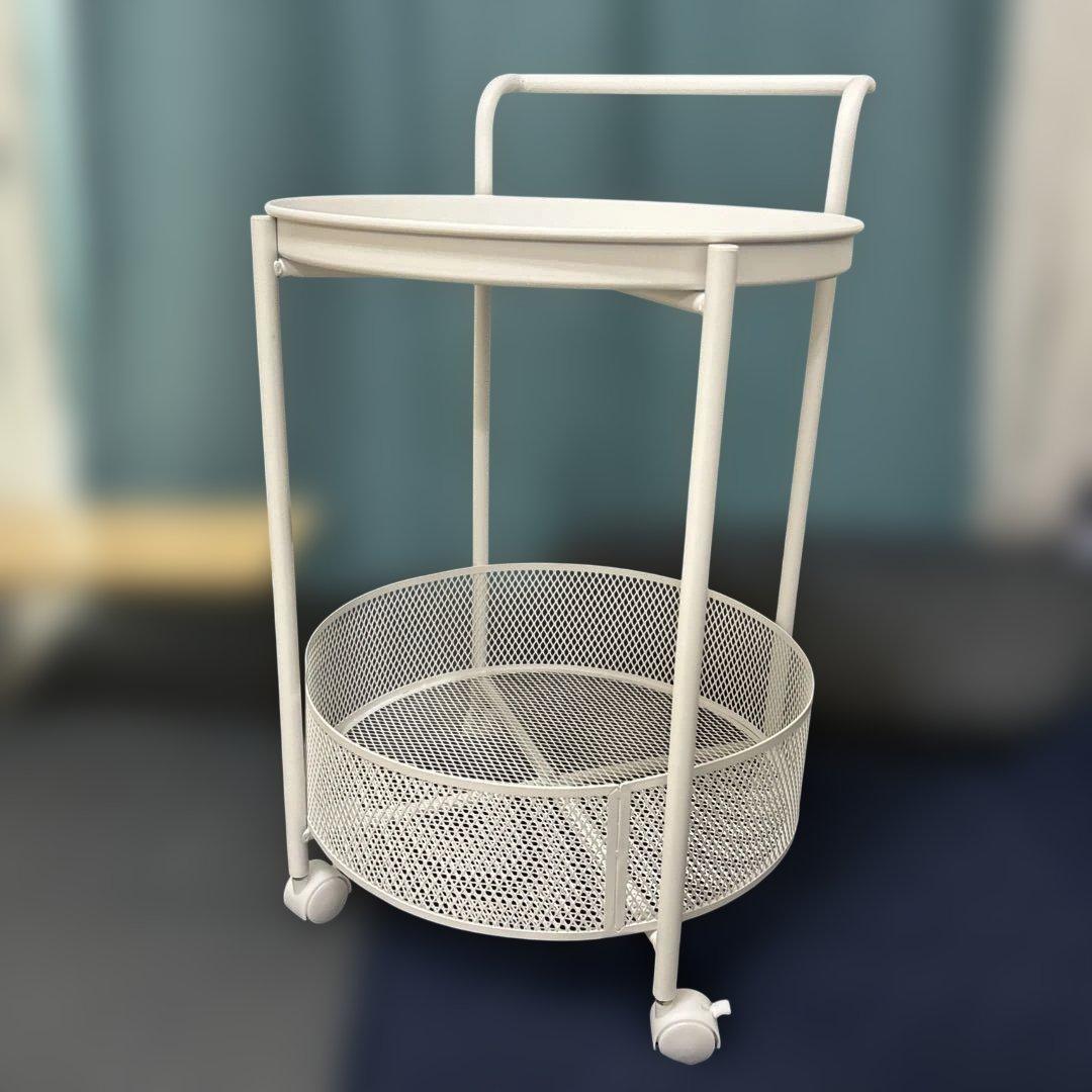 キャスター付き ラウンドトレー スチールワゴンテーブル おしゃれ 魅せる収納