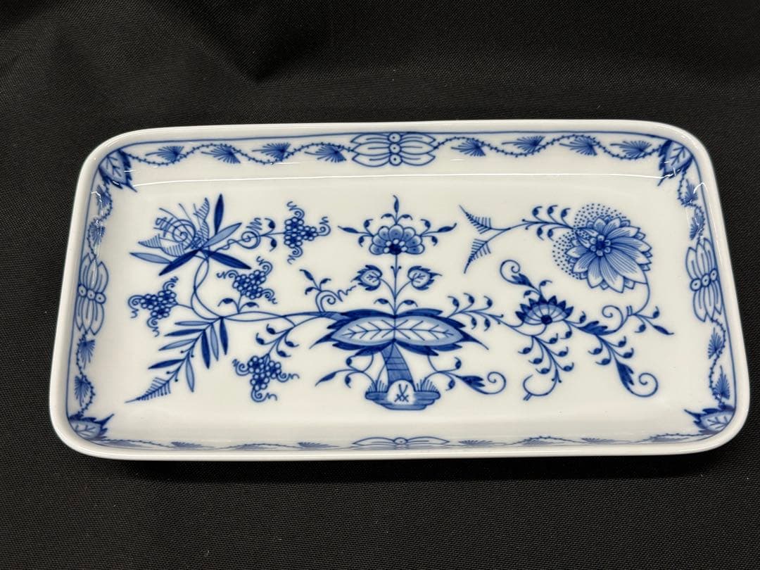 【美品】meissen マイセン　ブルーオニオン　プレート　角皿　23cm