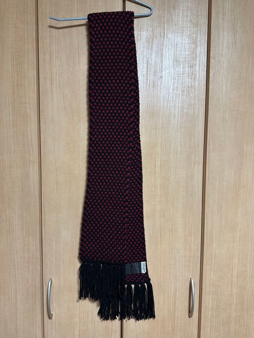 SAINT LAURENT 編み込みマフラー 黒赤