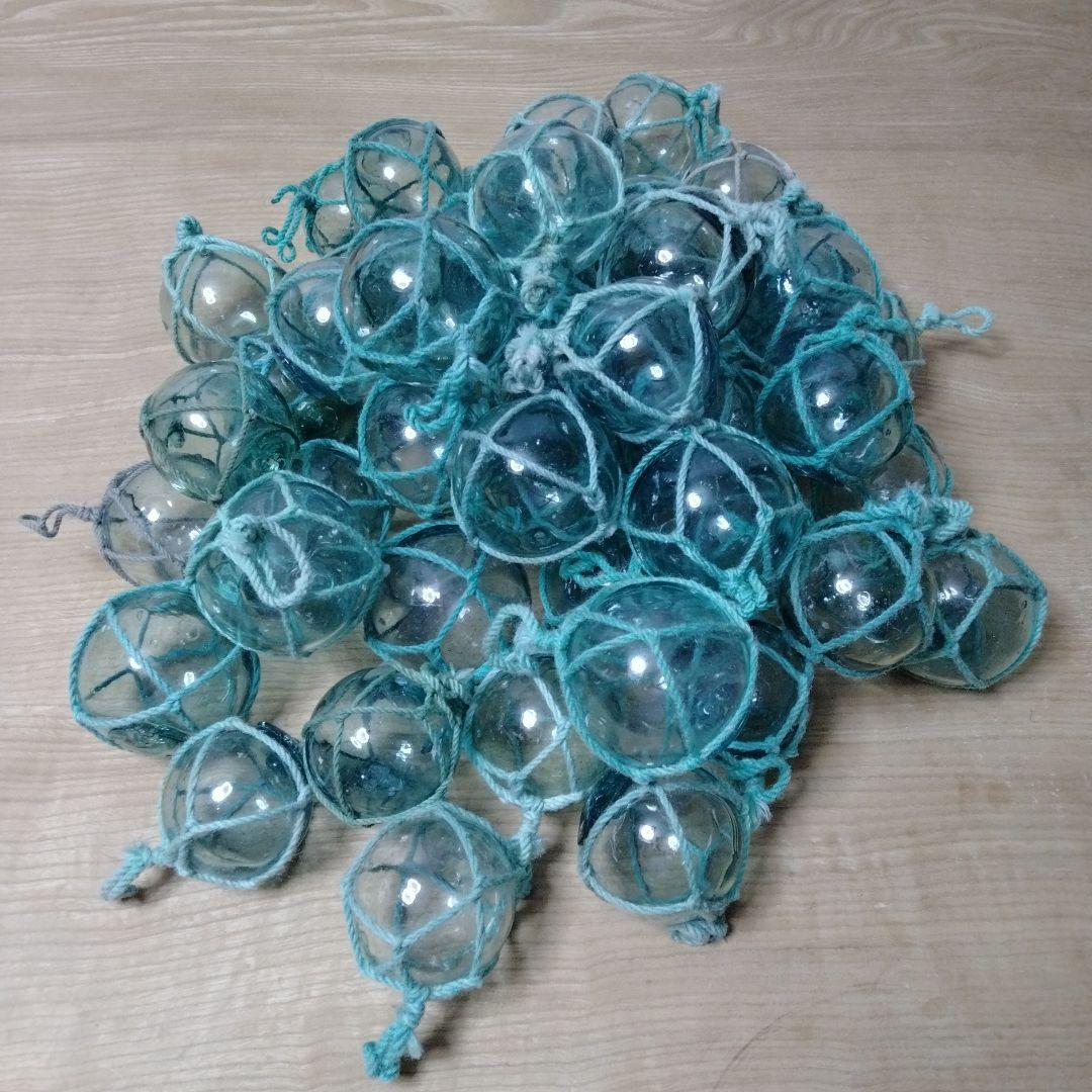 ガラス浮球　浮き玉　ガラス玉　漁具　 ５０個セット　網紐付き