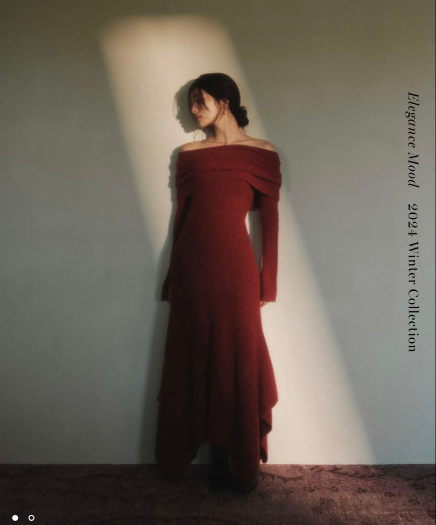 【値下げ】FRAY I.D オフショルアシメヘムニットワンピース