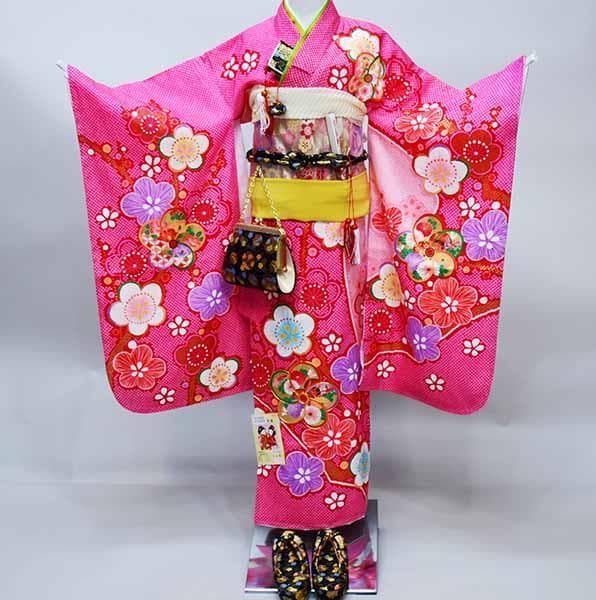 七五三 七歳 女児 正絹 総絞り 着物フルセット 着物は花ひめ NO37283