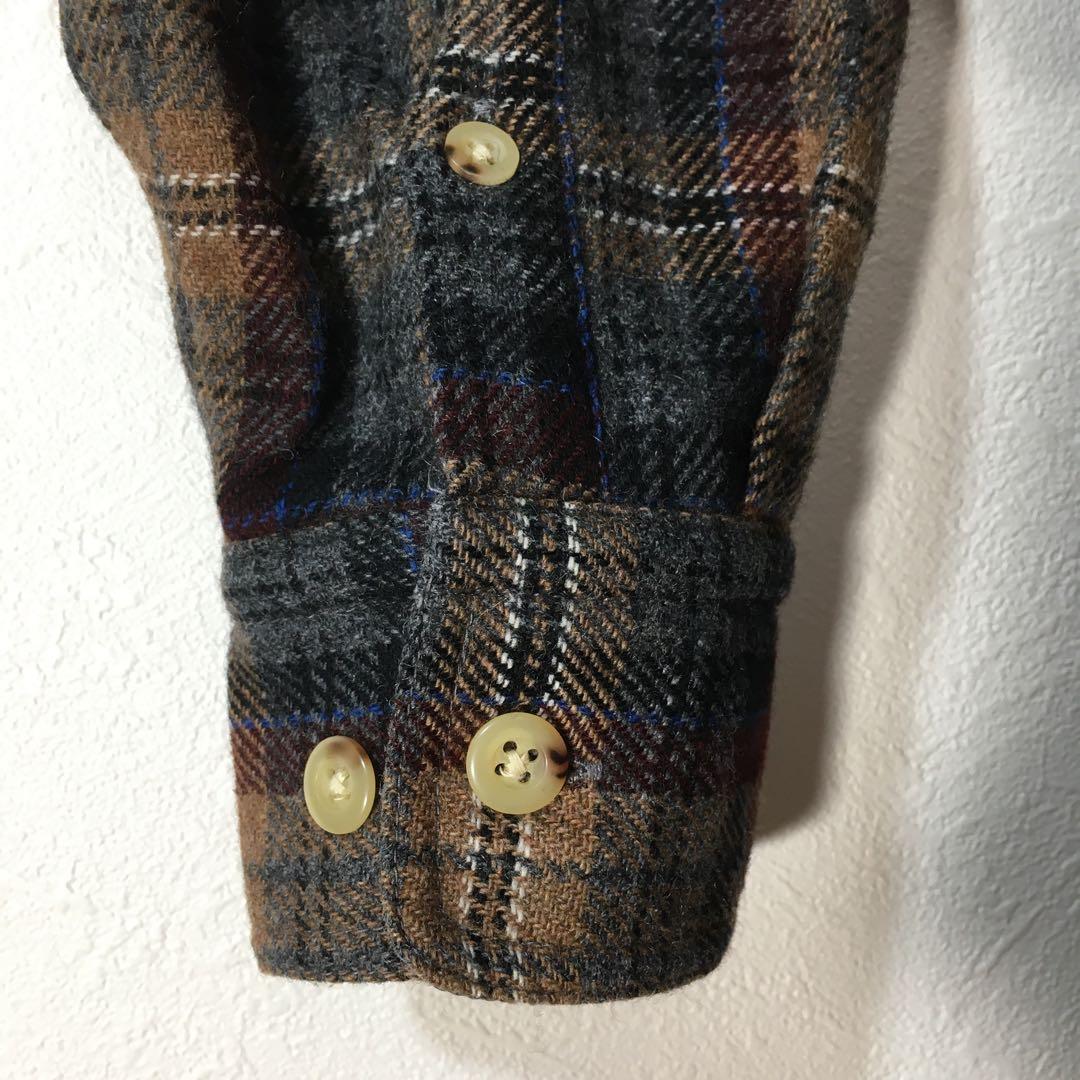 【個性派古着】ノースフェイス　日本製　長袖総柄デザインシャツ　チェック柄　M