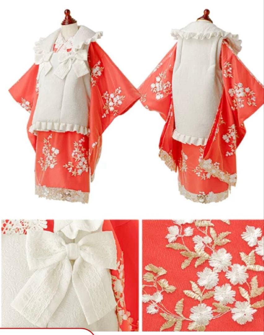 キャサリンコテージ　朱色 花柄 着物
