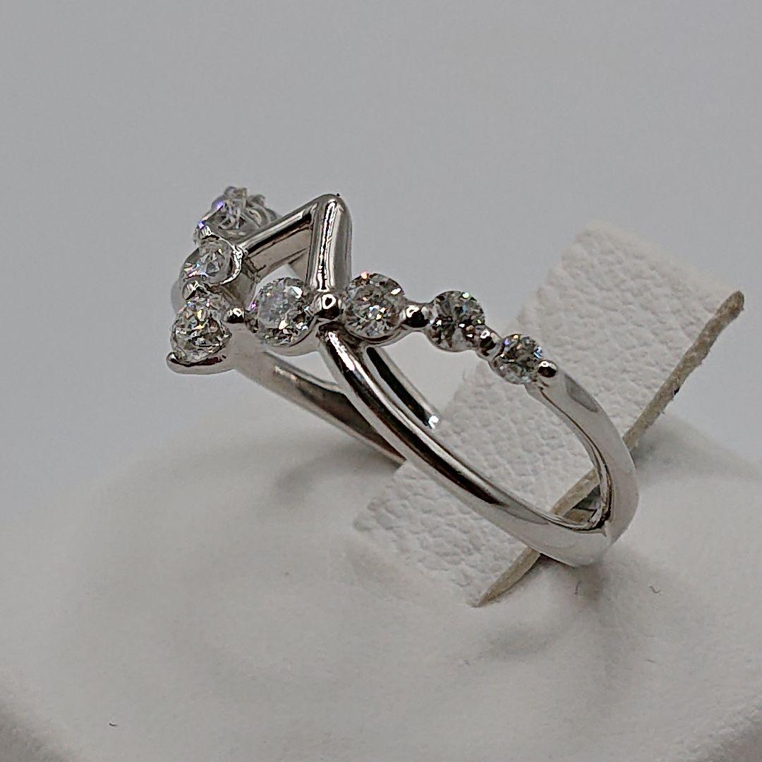 天然ダイヤモンド オープンリング ダブルV字リング Pt900 プラチナ900