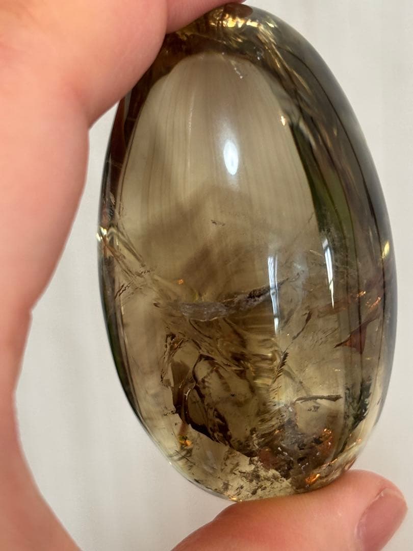 虹&ファントム入りスモーキークォーツ＊たまご型＊パワーストーン天然石