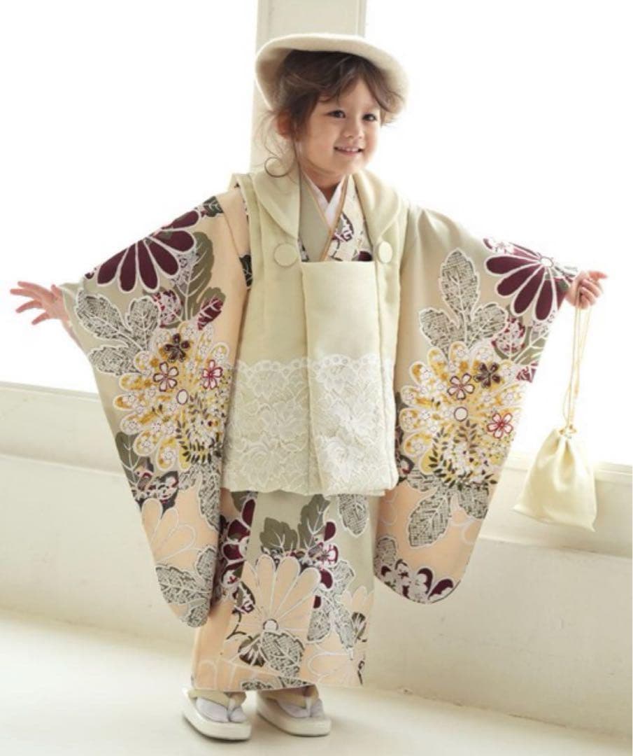 ひよこ商店　七五三　女の子　3歳　フルセット　被布　ベレー帽