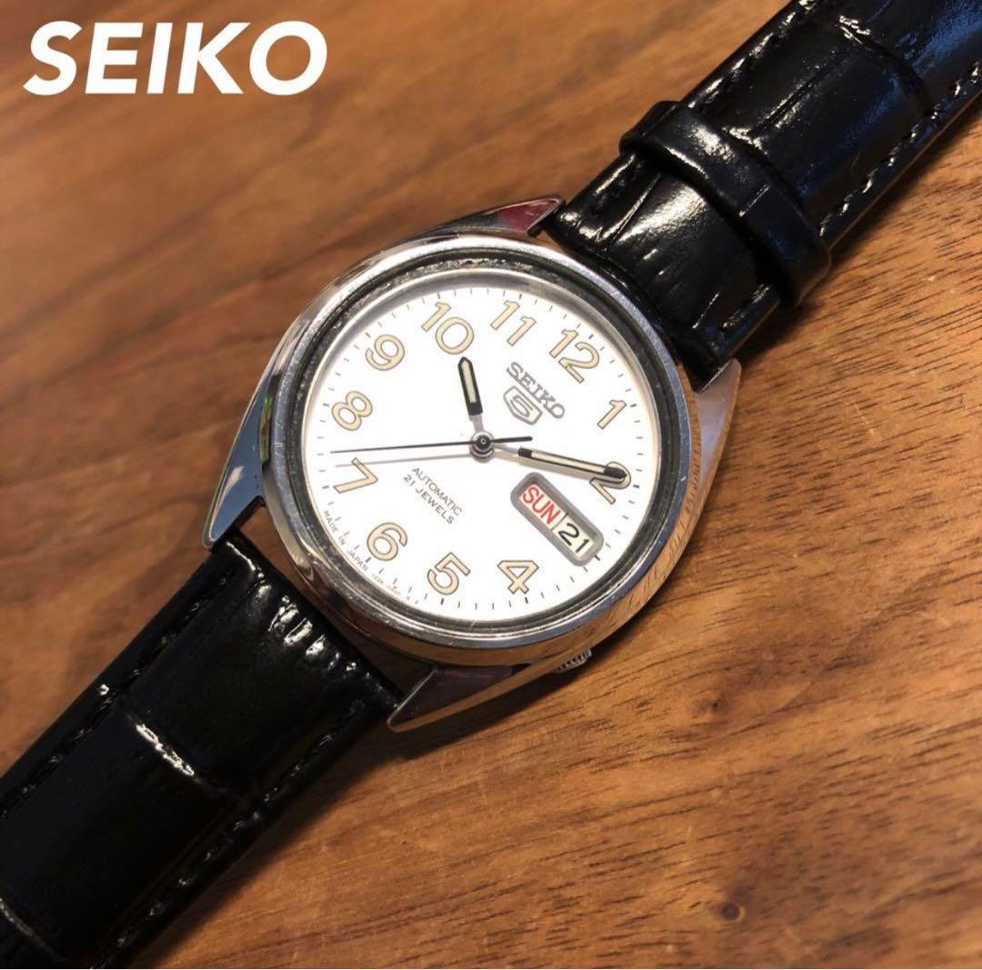 【SEIKO】SEIKO5 自動巻 セイコーファイブ　アラビア　シルバー