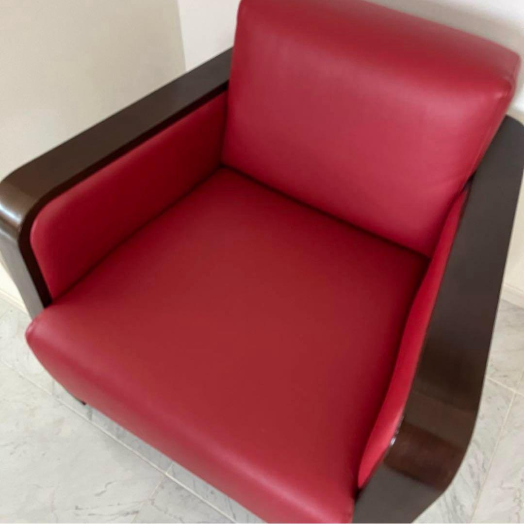 超美品1人掛けソファ 個別注文品赤　アームチェア　事務所用　家庭用
