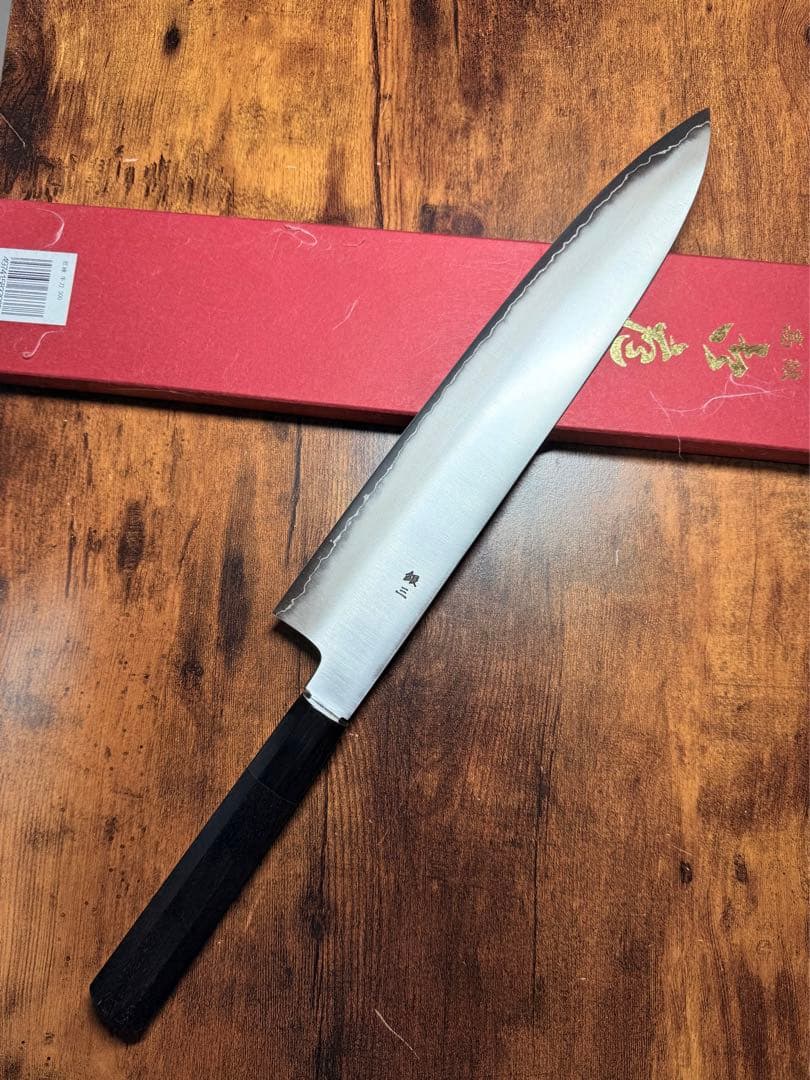 【堺刃物】和牛刀　銀三鋼 包丁　尺　紫檀八角水牛柄