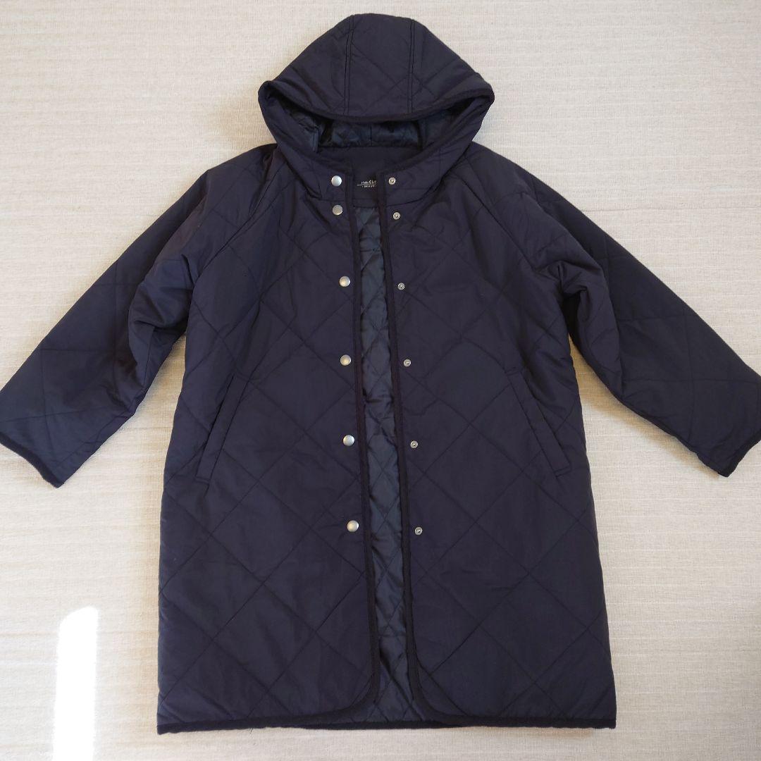 ブラック キルティング ロングコート