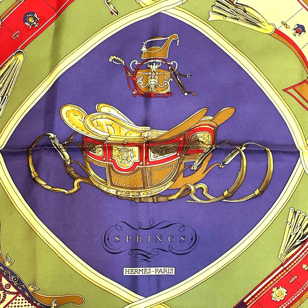 エルメス　スカーフ　カレ90　シルク　パープル　springs 馬車