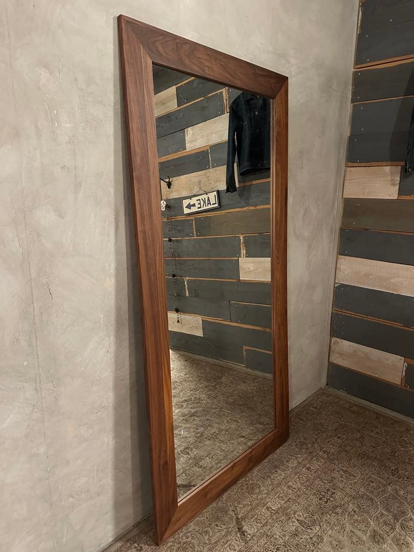 【Momo】鏡　姿見　ミラー　ウォルナット　立て掛け　大きい　格安