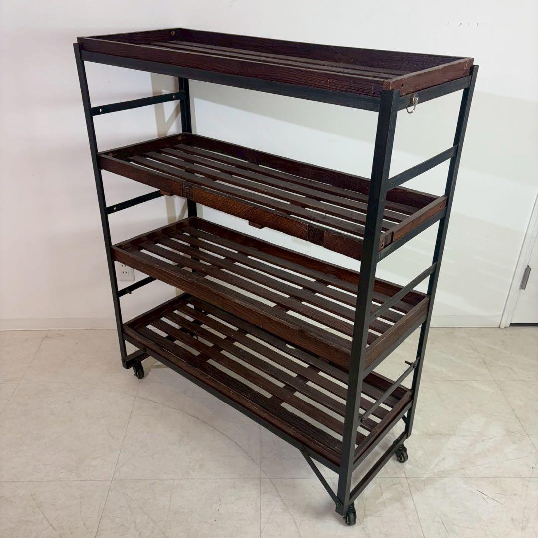 クラッシュゲート　キャスターワゴン　シェルフ　古材