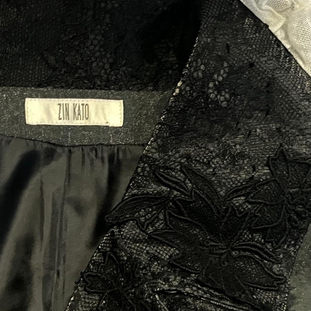 美品【ZIN KATO】トレンチコート 42サイズXL レース 日本製 シルク