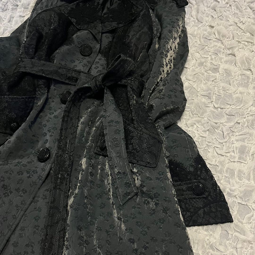 美品【ZIN KATO】トレンチコート 42サイズXL レース 日本製 シルク