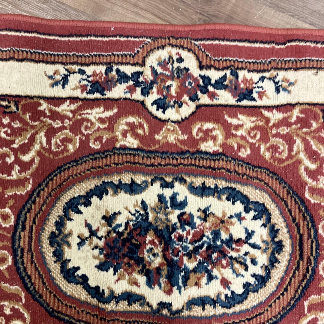 A-4 オリエンタル調 クラシック ラグマット 花柄 ボルドー 玄関マット