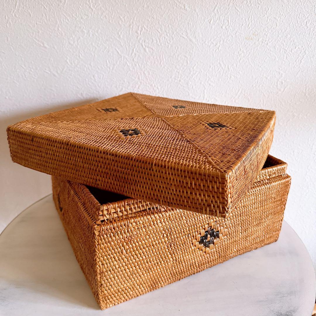 天然素材 アタ 正方形バスケット アタバスケット