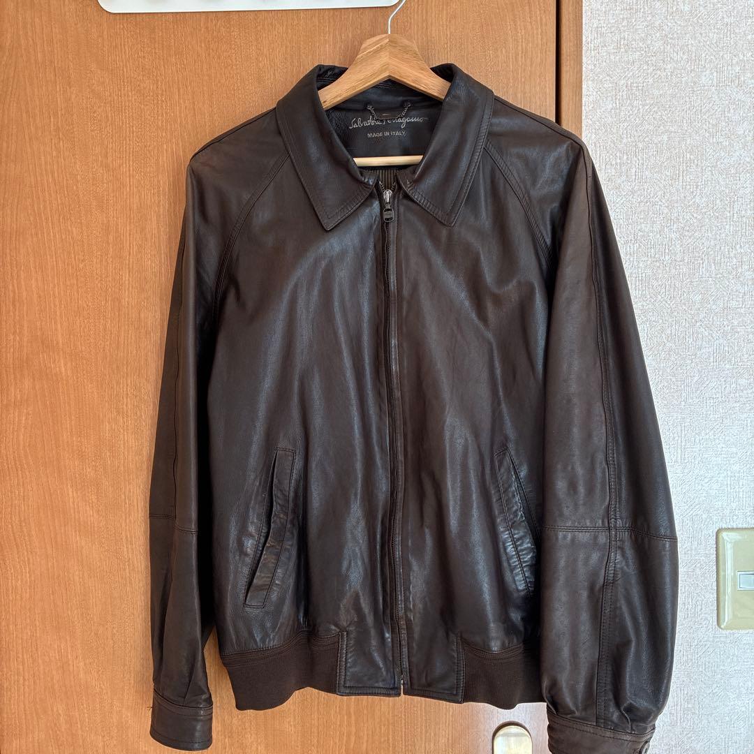 Salvatore Ferragamo レザージャケット ブラック イタリア製