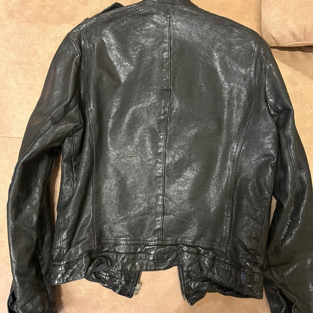 Neil Barrett ブラックレザーシングルライダースジャケット