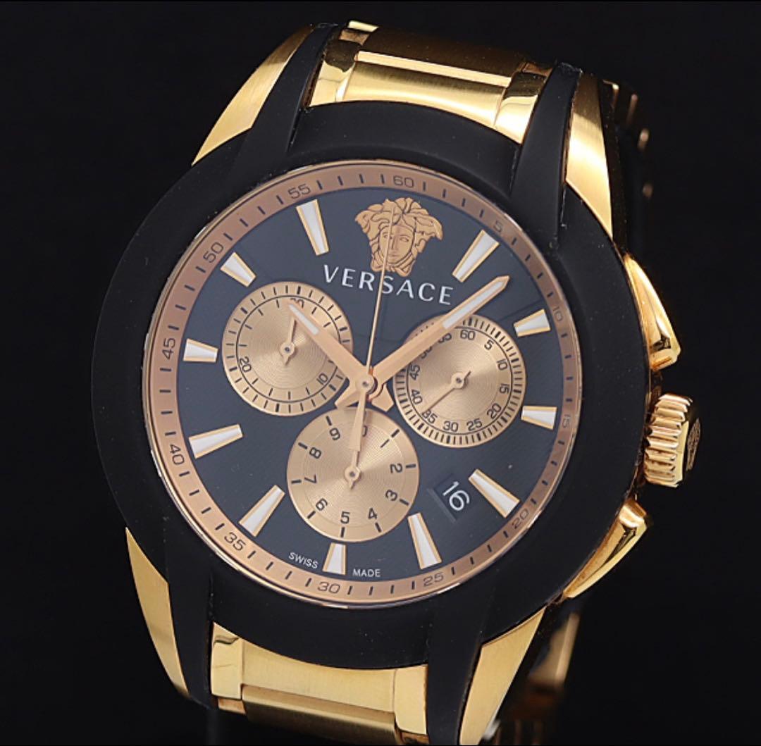 ヴェルサーチ クロノグラフ QZ ブラック文字盤