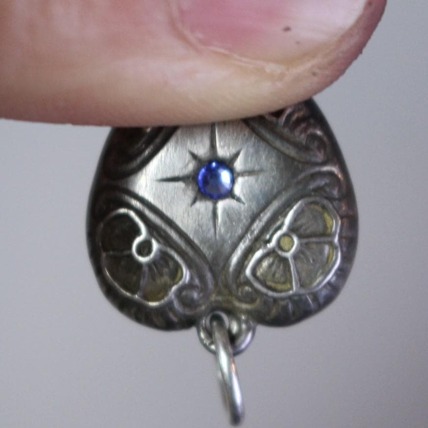 40s　スウィートハートジュエリー　WW2　シルバー　石　青　　大戦　勿忘草